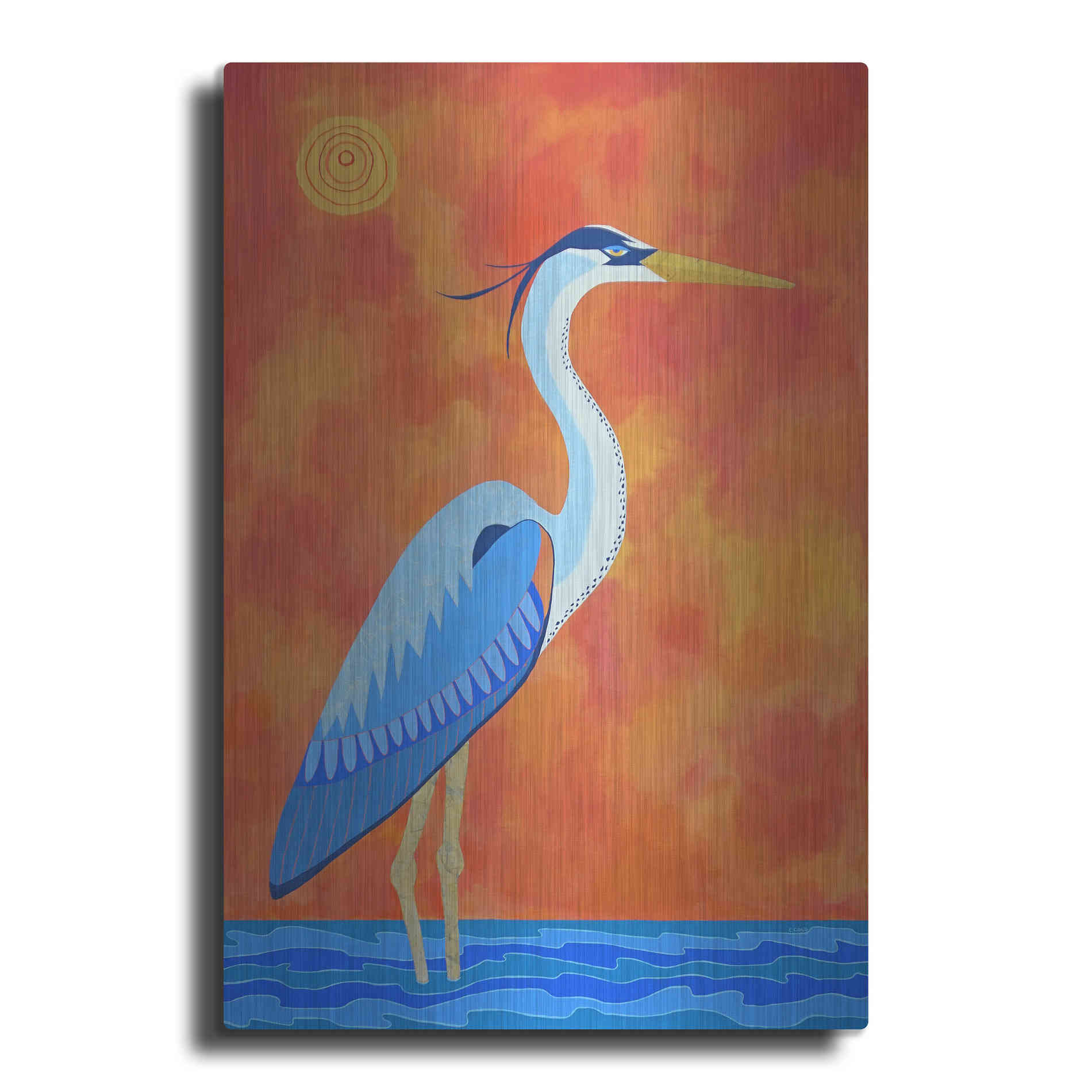 Luxe Metal Art 'Blue Heron by Casey Craig Metal Wall Art