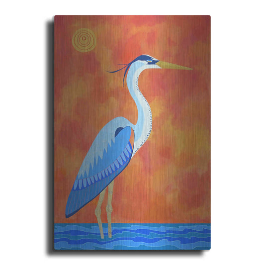 Luxe Metal Art 'Blue Heron by Casey Craig Metal Wall Art