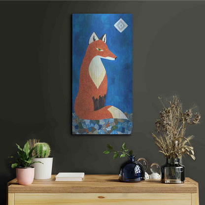 Luxe Metal Art 'Fox Under Diamond Moon by Casey Craig Metal Wall Art,12x24