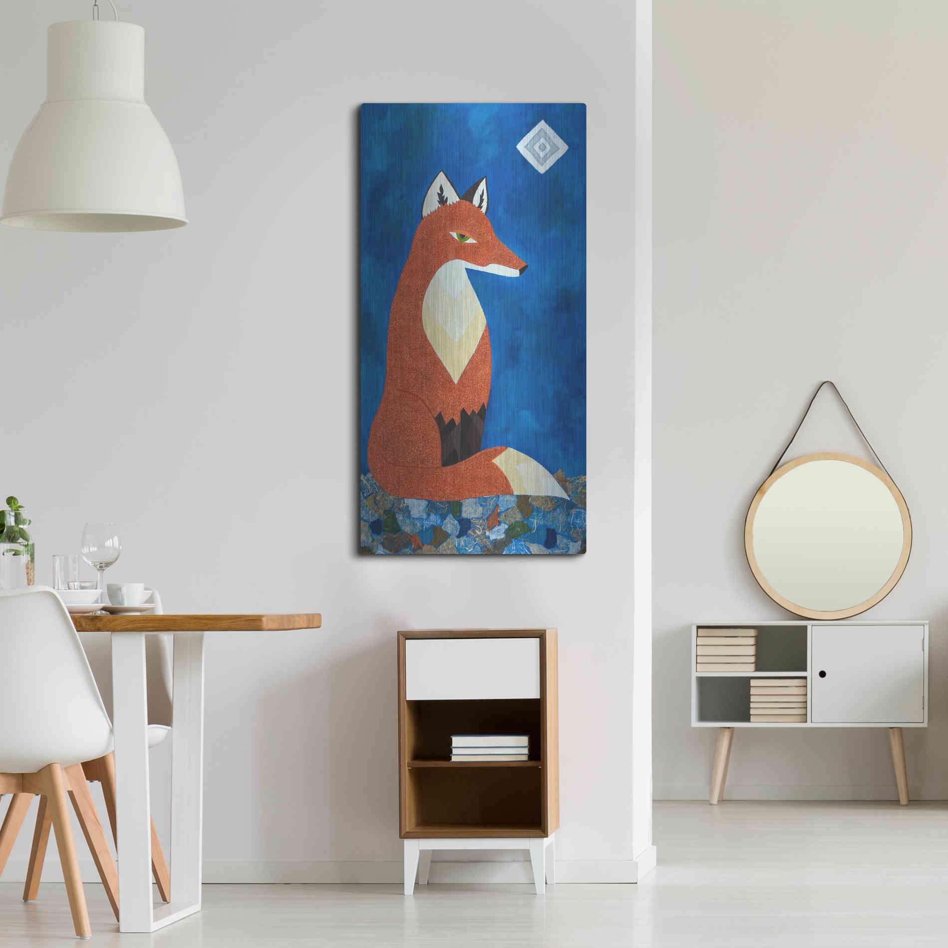 Luxe Metal Art 'Fox Under Diamond Moon by Casey Craig Metal Wall Art,24x48