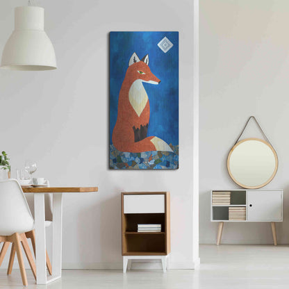Luxe Metal Art 'Fox Under Diamond Moon by Casey Craig Metal Wall Art,24x48