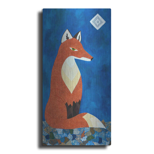 Luxe Metal Art 'Fox Under Diamond Moon by Casey Craig Metal Wall Art