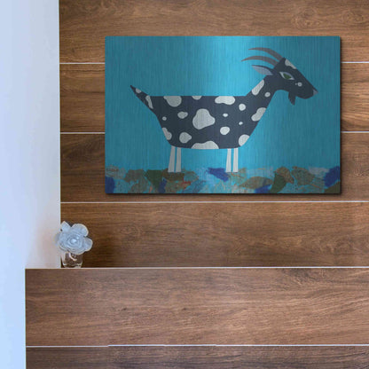 Luxe Metal Art 'Fergus The Goat by Casey Craig Metal Wall Art,16x12