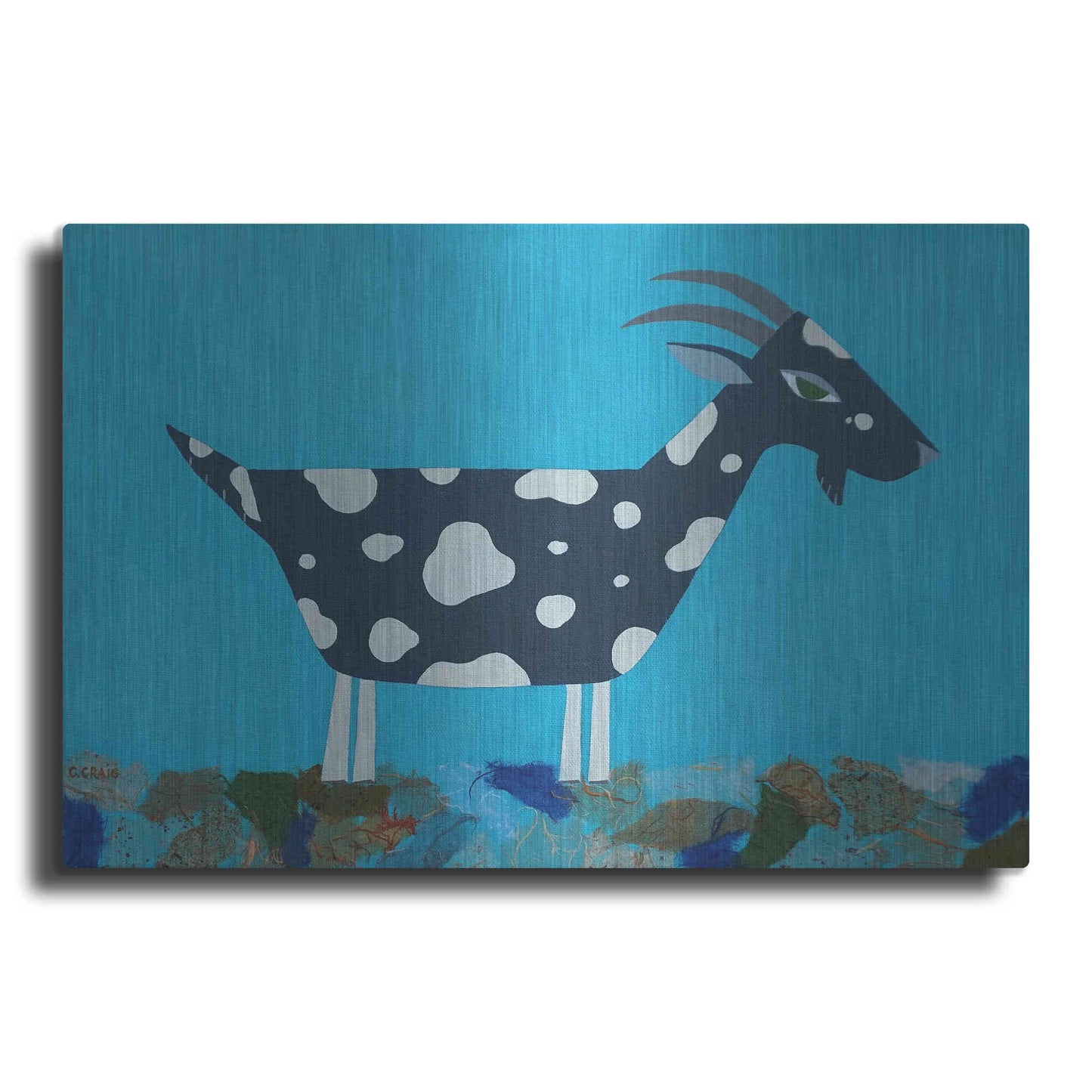 Luxe Metal Art 'Fergus The Goat by Casey Craig Metal Wall Art