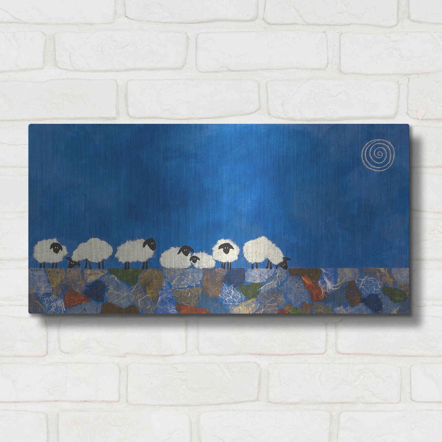Luxe Metal Art 'Feeling Sheepish by Casey Craig Metal Wall Art,24x12