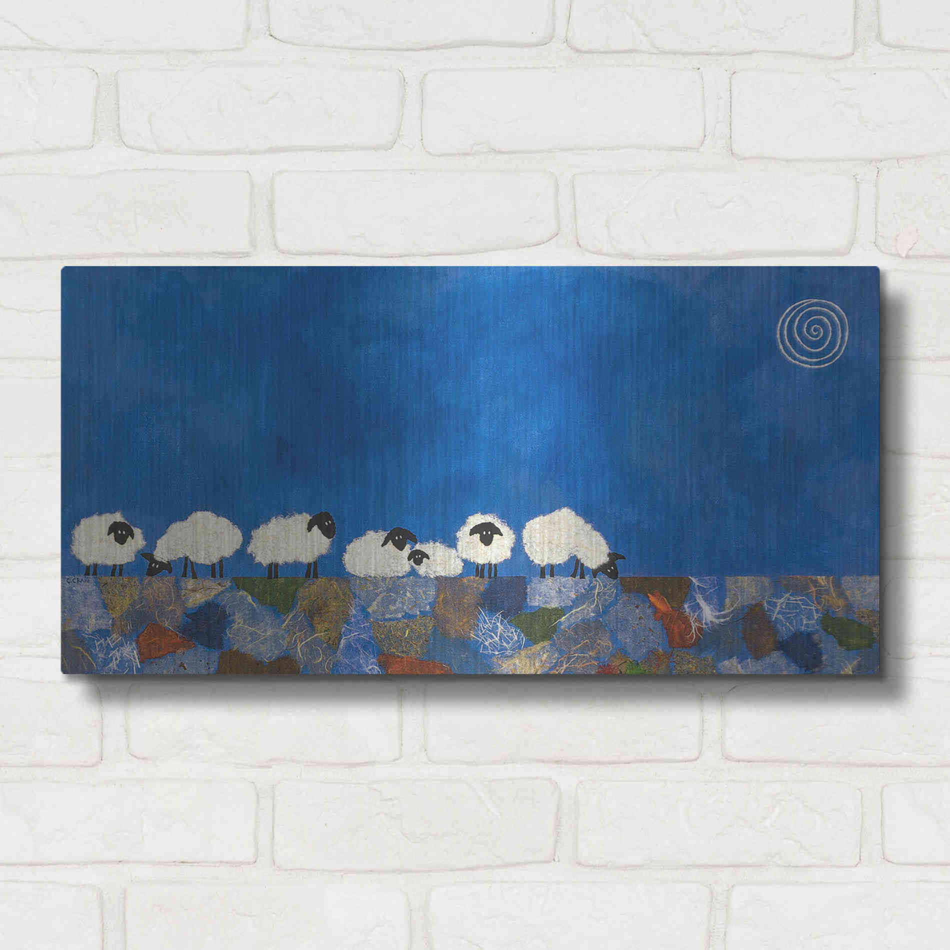 Luxe Metal Art 'Feeling Sheepish by Casey Craig Metal Wall Art,24x12