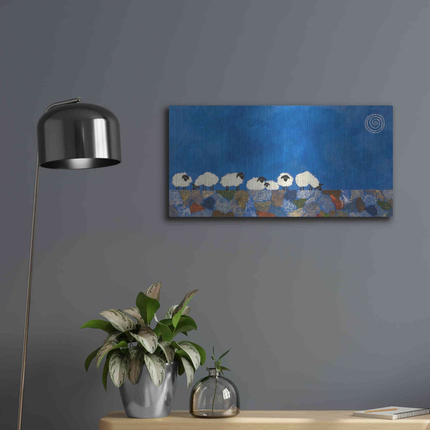 Luxe Metal Art 'Feeling Sheepish by Casey Craig Metal Wall Art,24x12