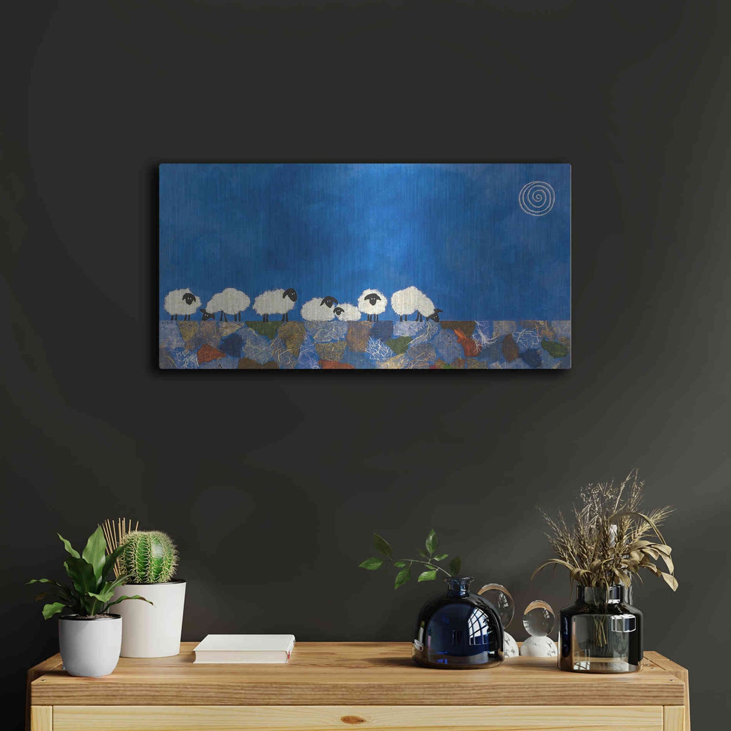 Luxe Metal Art 'Feeling Sheepish by Casey Craig Metal Wall Art,24x12