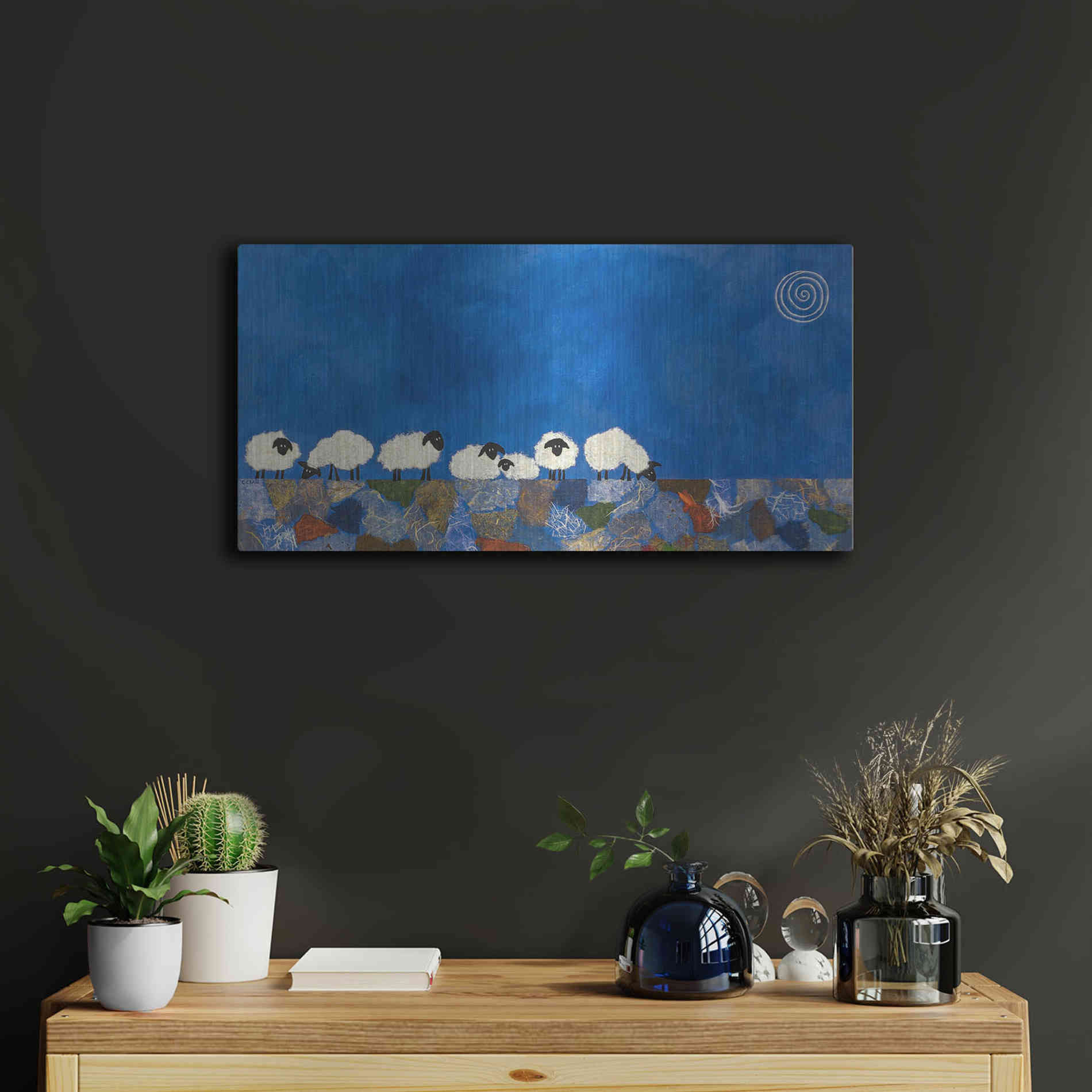 Luxe Metal Art 'Feeling Sheepish by Casey Craig Metal Wall Art,24x12