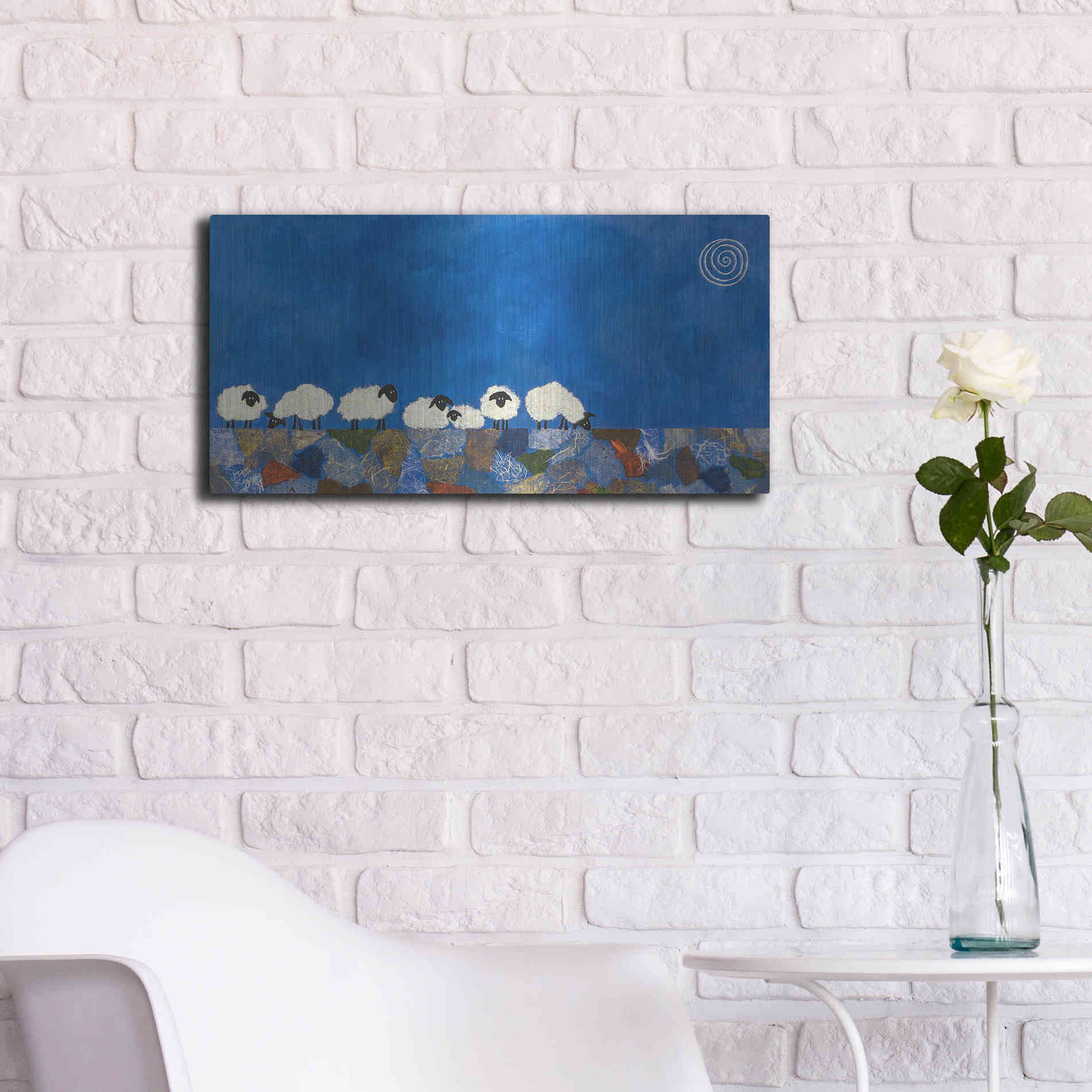 Luxe Metal Art 'Feeling Sheepish by Casey Craig Metal Wall Art,24x12