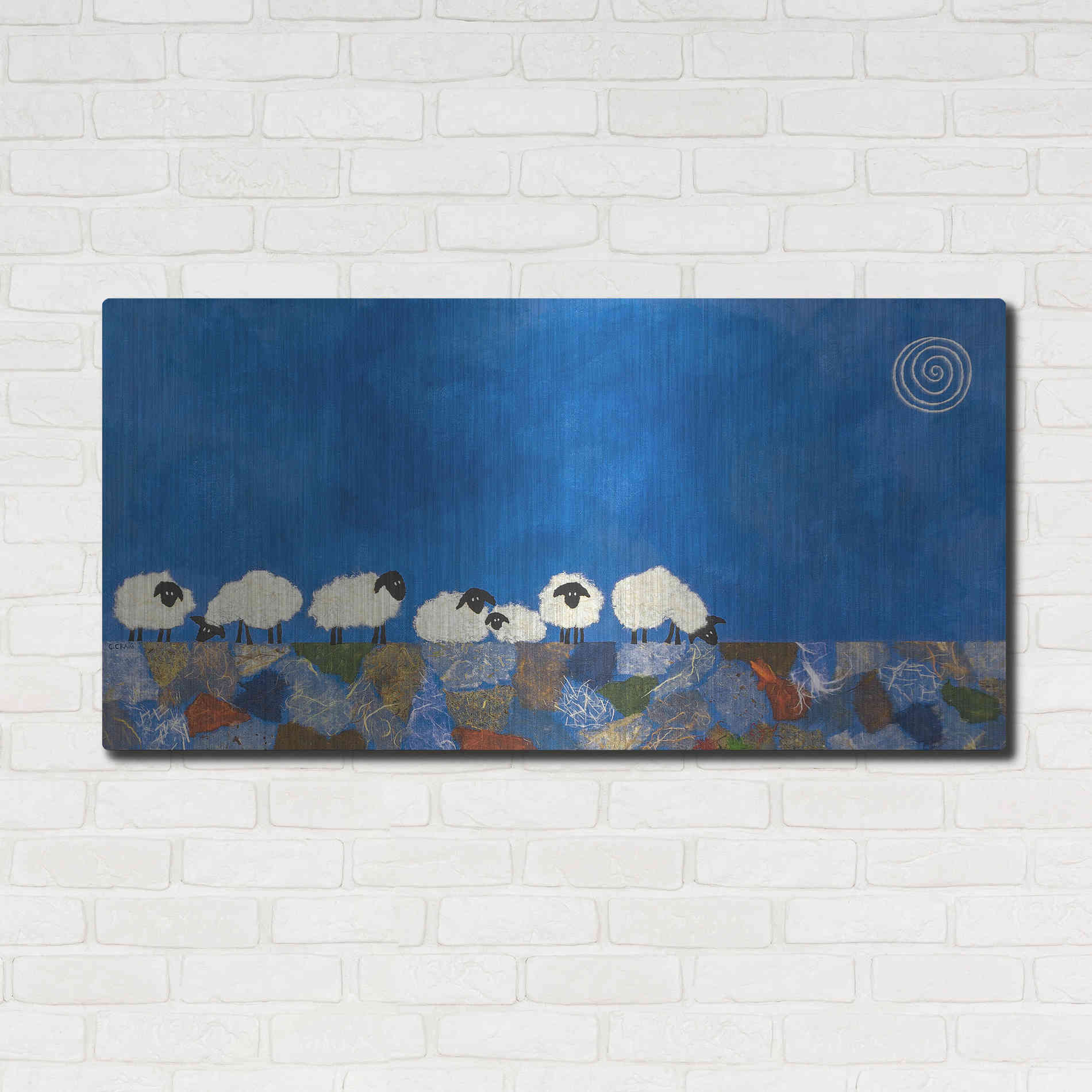 Luxe Metal Art 'Feeling Sheepish by Casey Craig Metal Wall Art,48x24