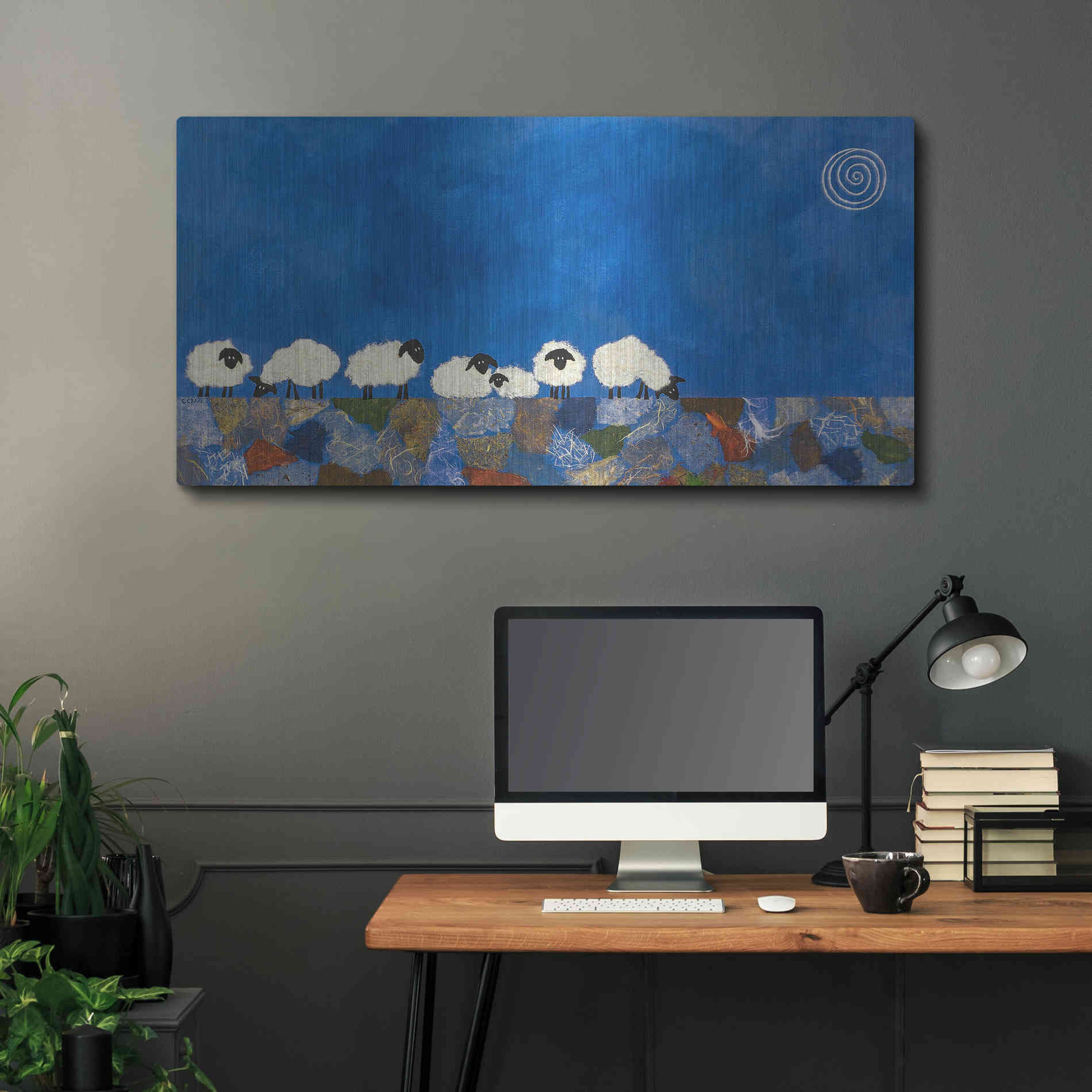 Luxe Metal Art 'Feeling Sheepish by Casey Craig Metal Wall Art,48x24