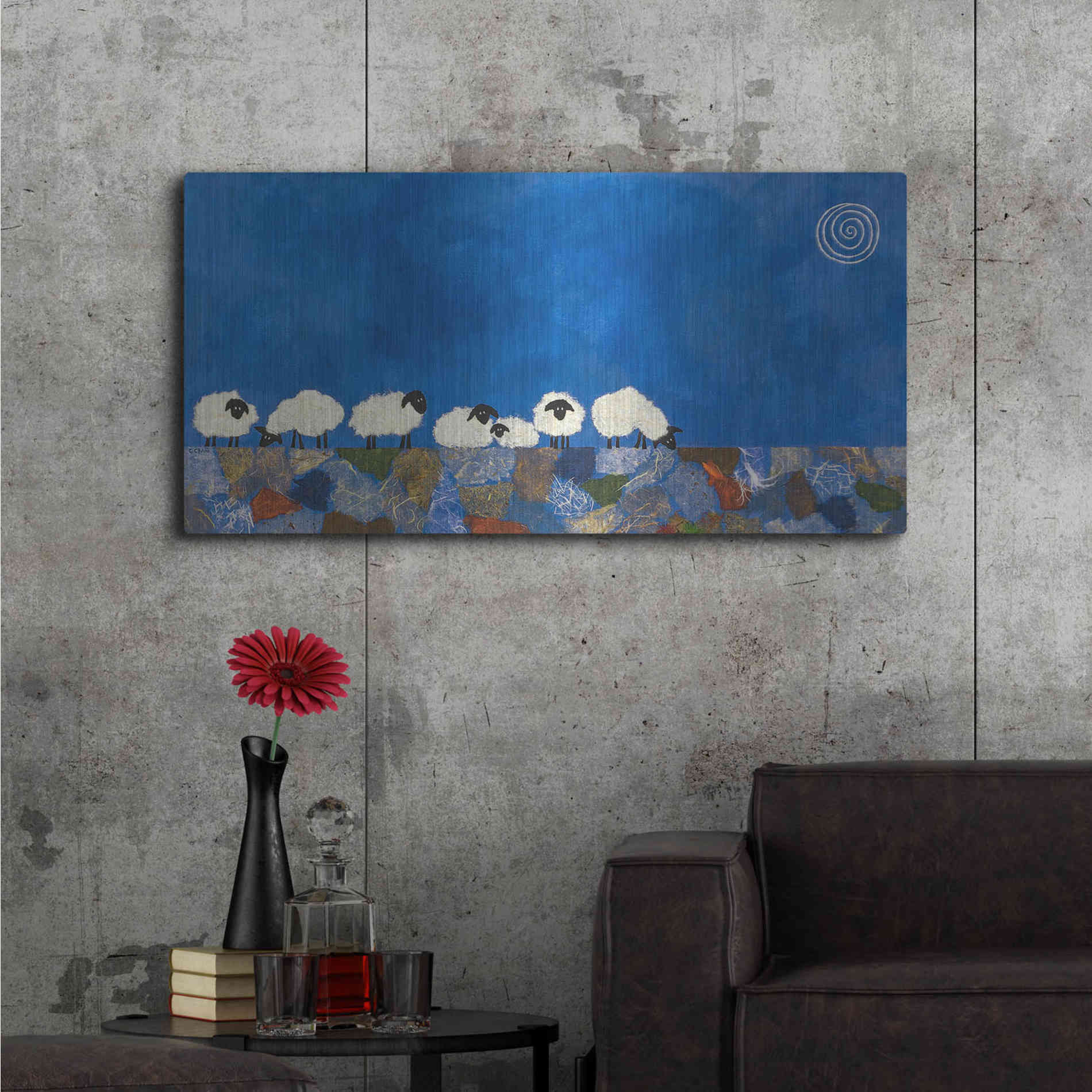 Luxe Metal Art 'Feeling Sheepish by Casey Craig Metal Wall Art,48x24