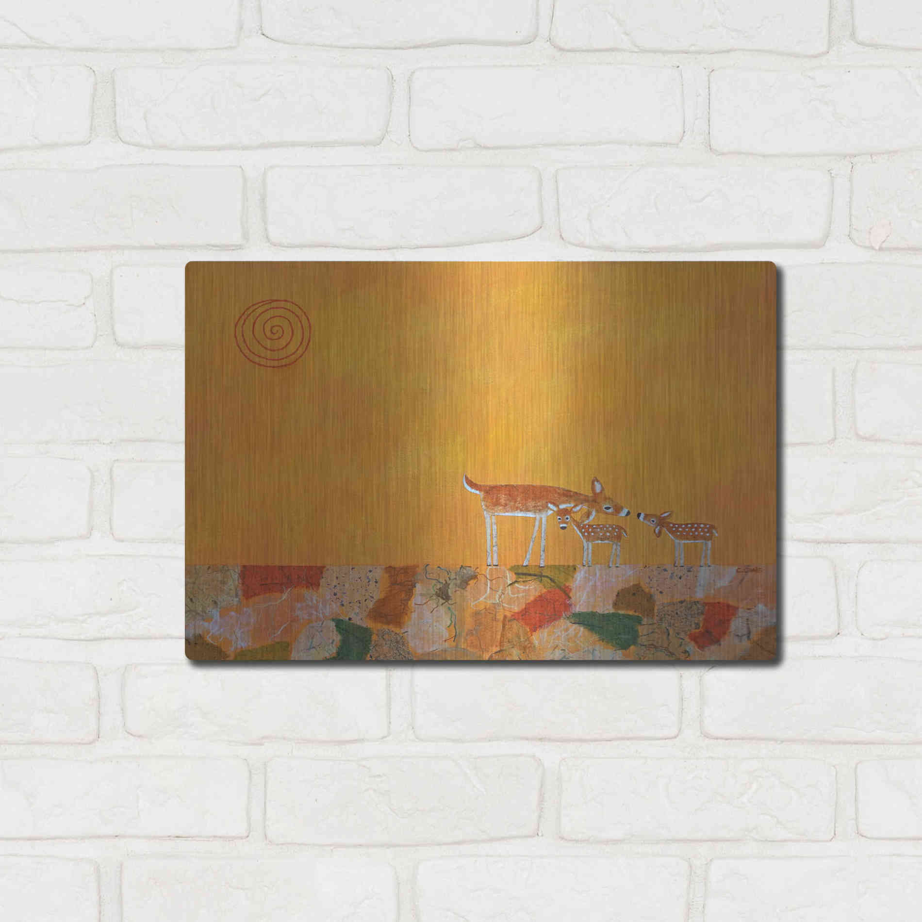 Luxe Metal Art 'Fawns At Dawn by Casey Craig Metal Wall Art,16x12