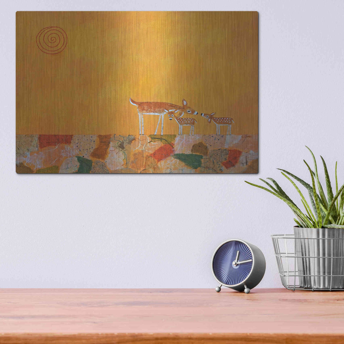 Luxe Metal Art 'Fawns At Dawn by Casey Craig Metal Wall Art,16x12