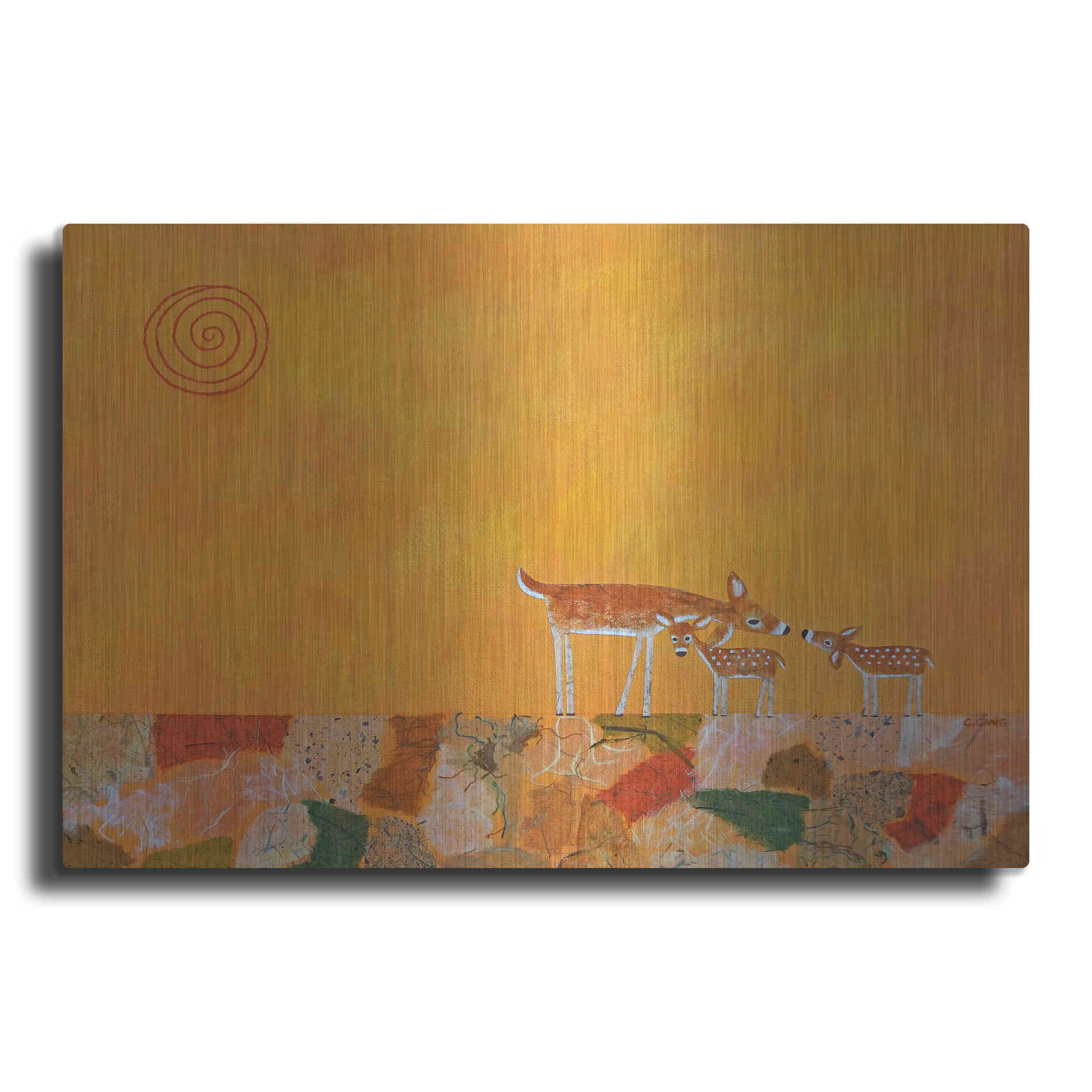 Luxe Metal Art 'Fawns At Dawn by Casey Craig Metal Wall Art