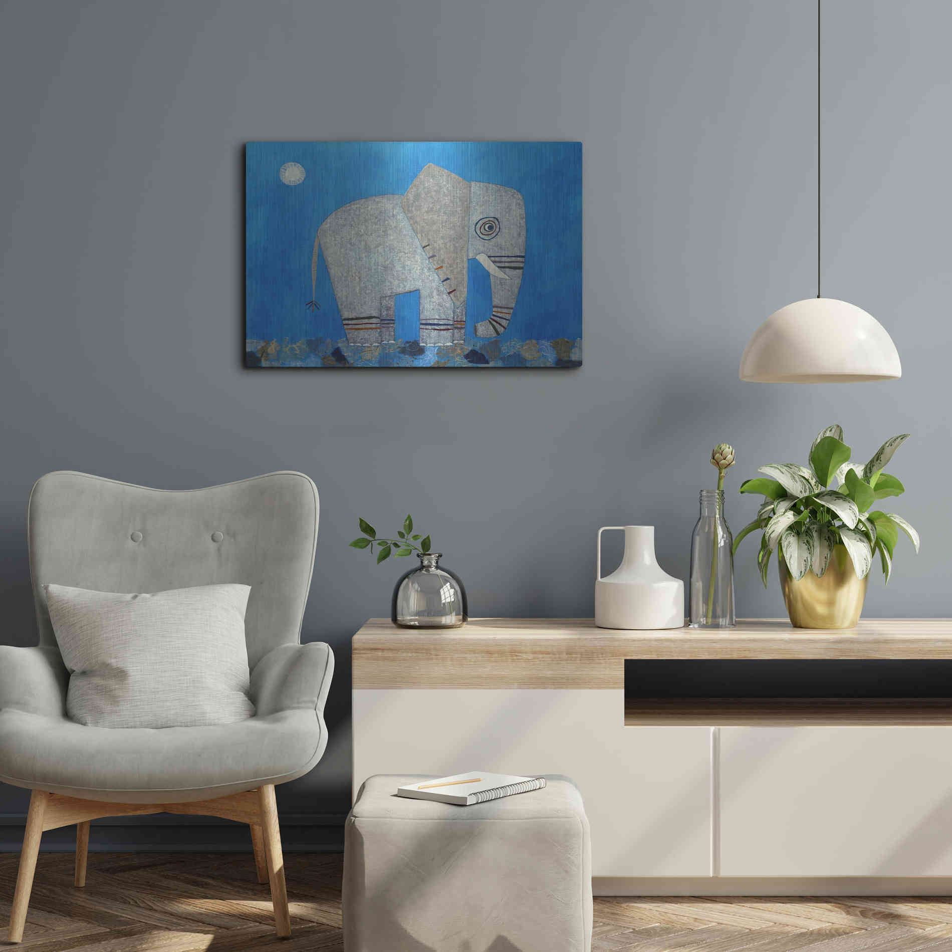 Luxe Metal Art 'Everything Else Is Irrelephant by Casey Craig Metal Wall Art,24x16