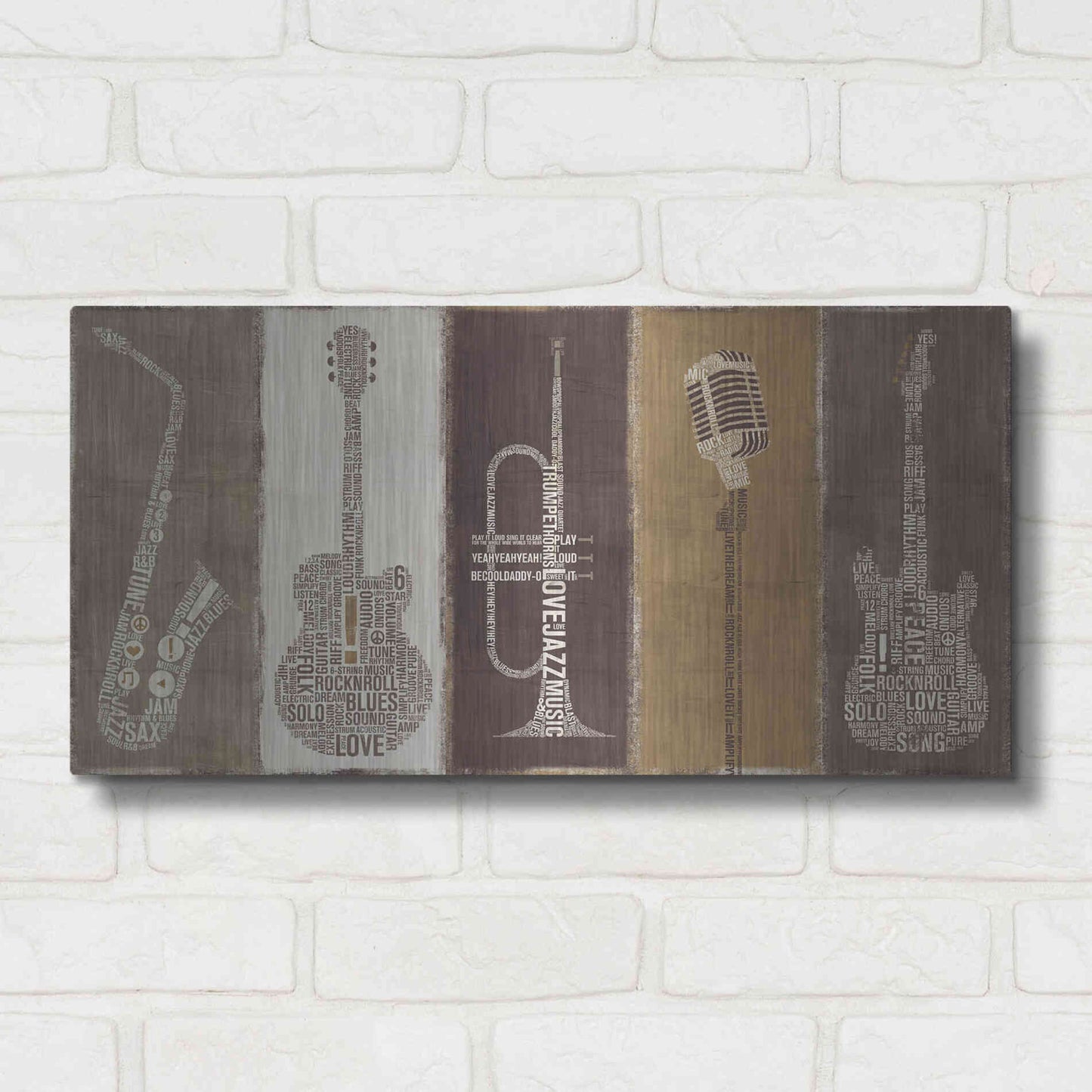 Luxe Metal Art 'Type Band Neutral Panel' by Michael Mullan, Metal Wall Art,24x12