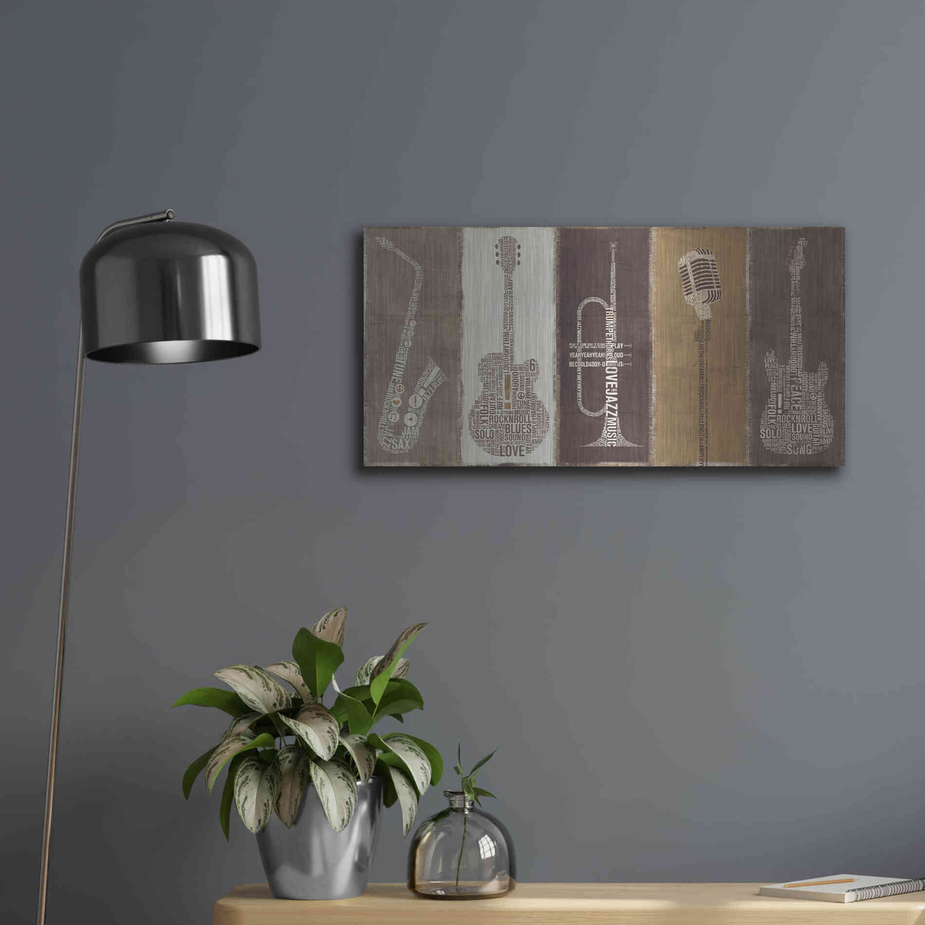 Luxe Metal Art 'Type Band Neutral Panel' by Michael Mullan, Metal Wall Art,24x12