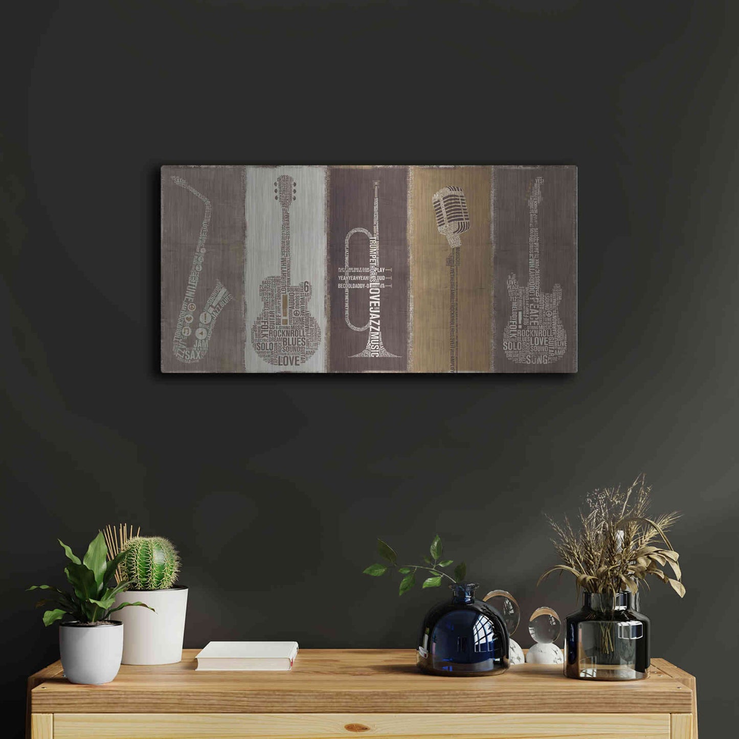 Luxe Metal Art 'Type Band Neutral Panel' by Michael Mullan, Metal Wall Art,24x12