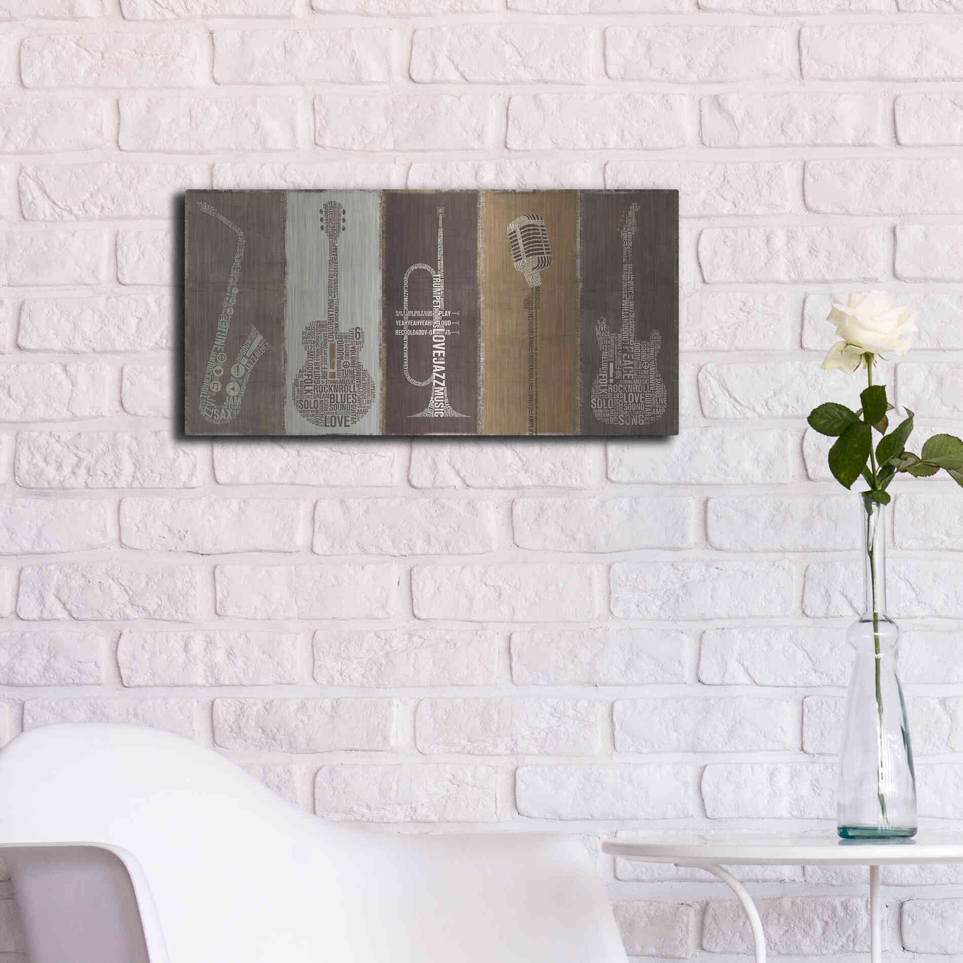Luxe Metal Art 'Type Band Neutral Panel' by Michael Mullan, Metal Wall Art,24x12