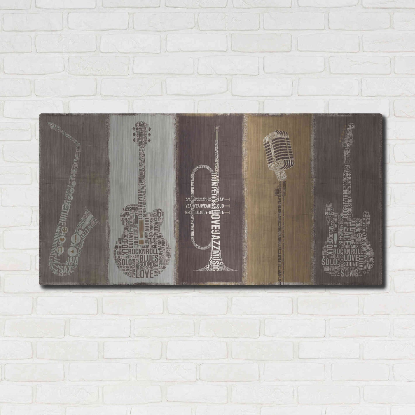 Luxe Metal Art 'Type Band Neutral Panel' by Michael Mullan, Metal Wall Art,48x24