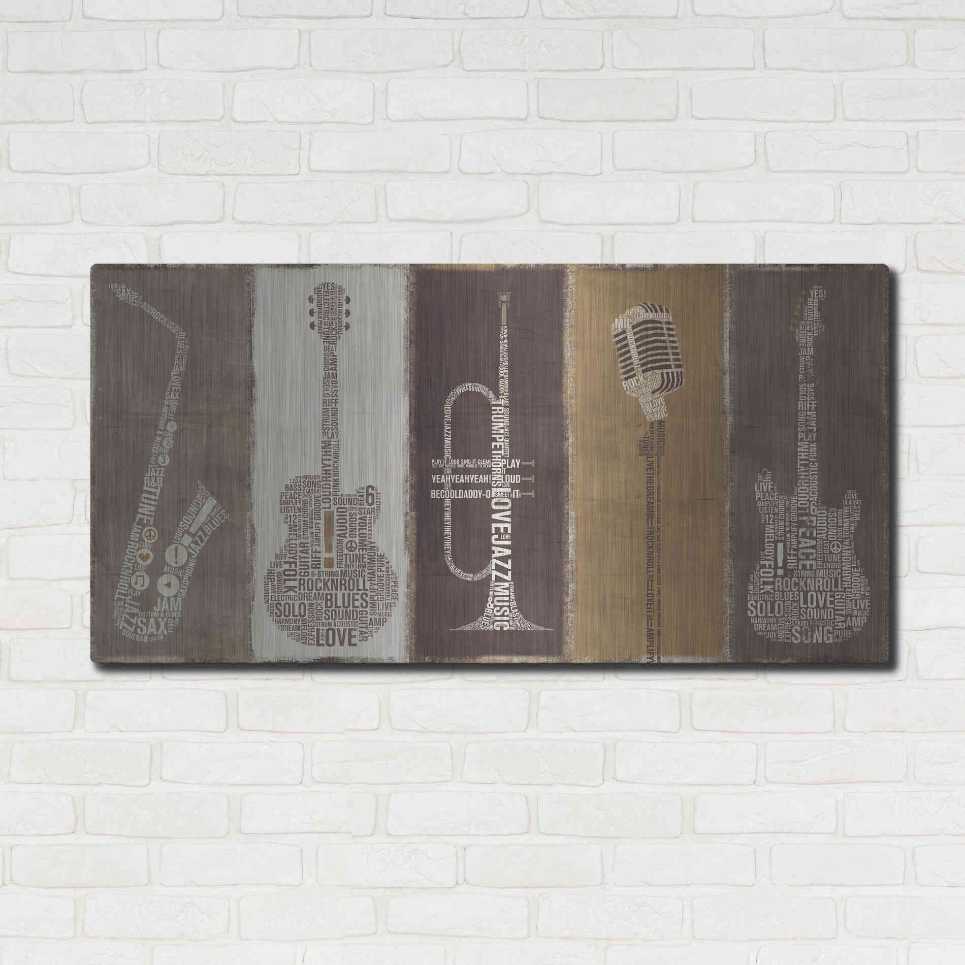 Luxe Metal Art 'Type Band Neutral Panel' by Michael Mullan, Metal Wall Art,48x24