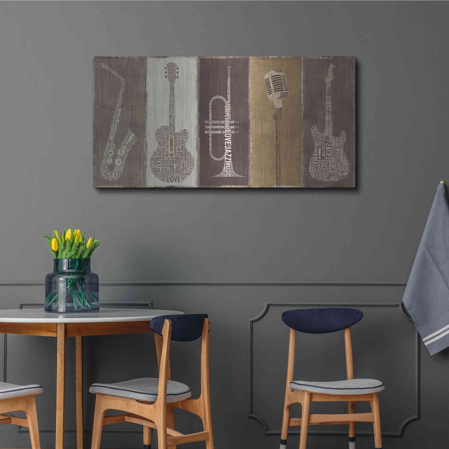 Luxe Metal Art 'Type Band Neutral Panel' by Michael Mullan, Metal Wall Art,48x24