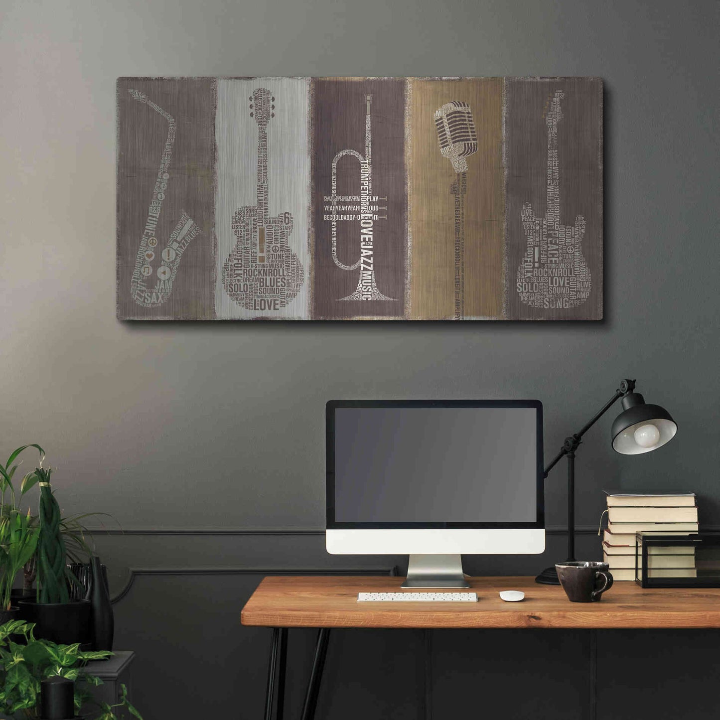 Luxe Metal Art 'Type Band Neutral Panel' by Michael Mullan, Metal Wall Art,48x24