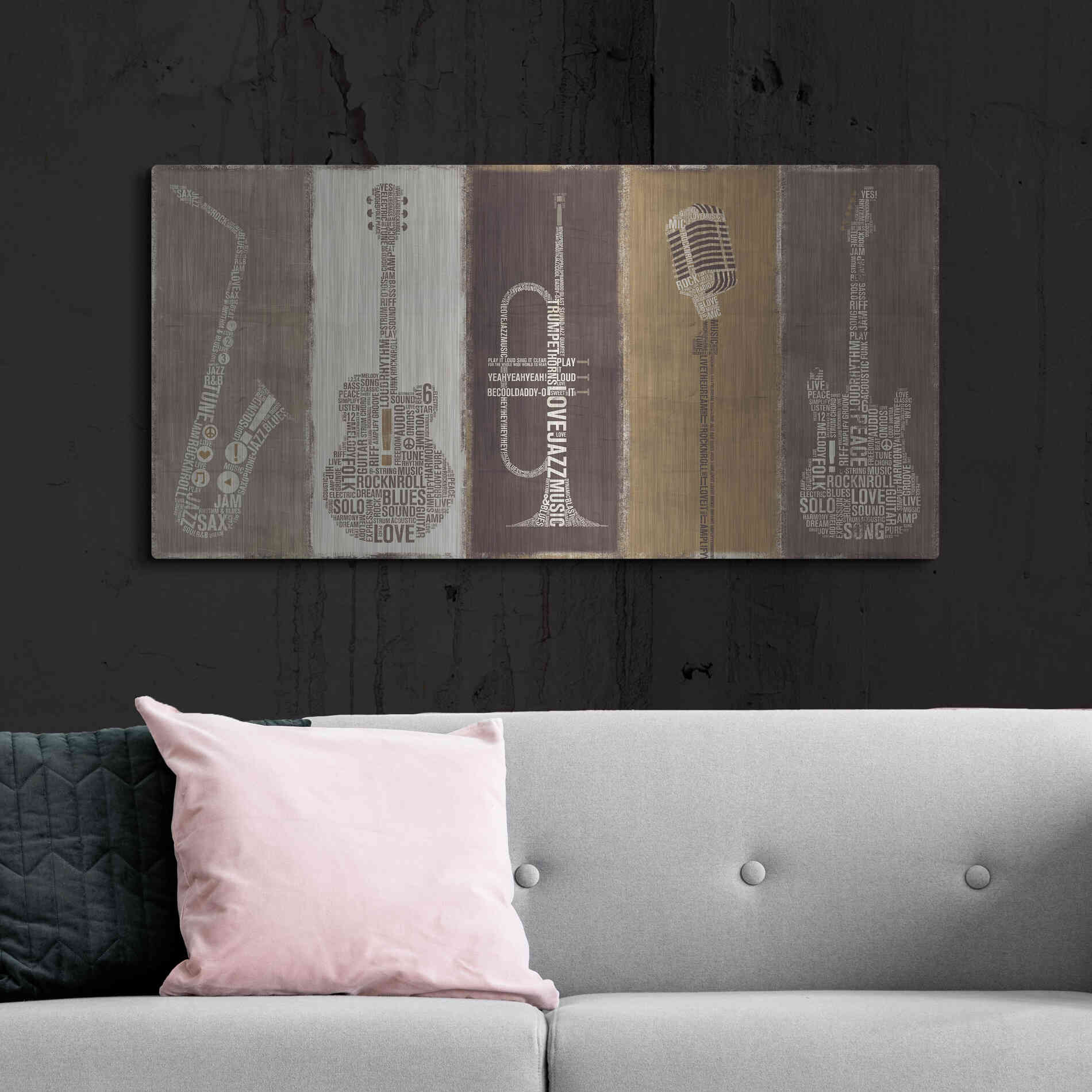 Luxe Metal Art 'Type Band Neutral Panel' by Michael Mullan, Metal Wall Art,48x24