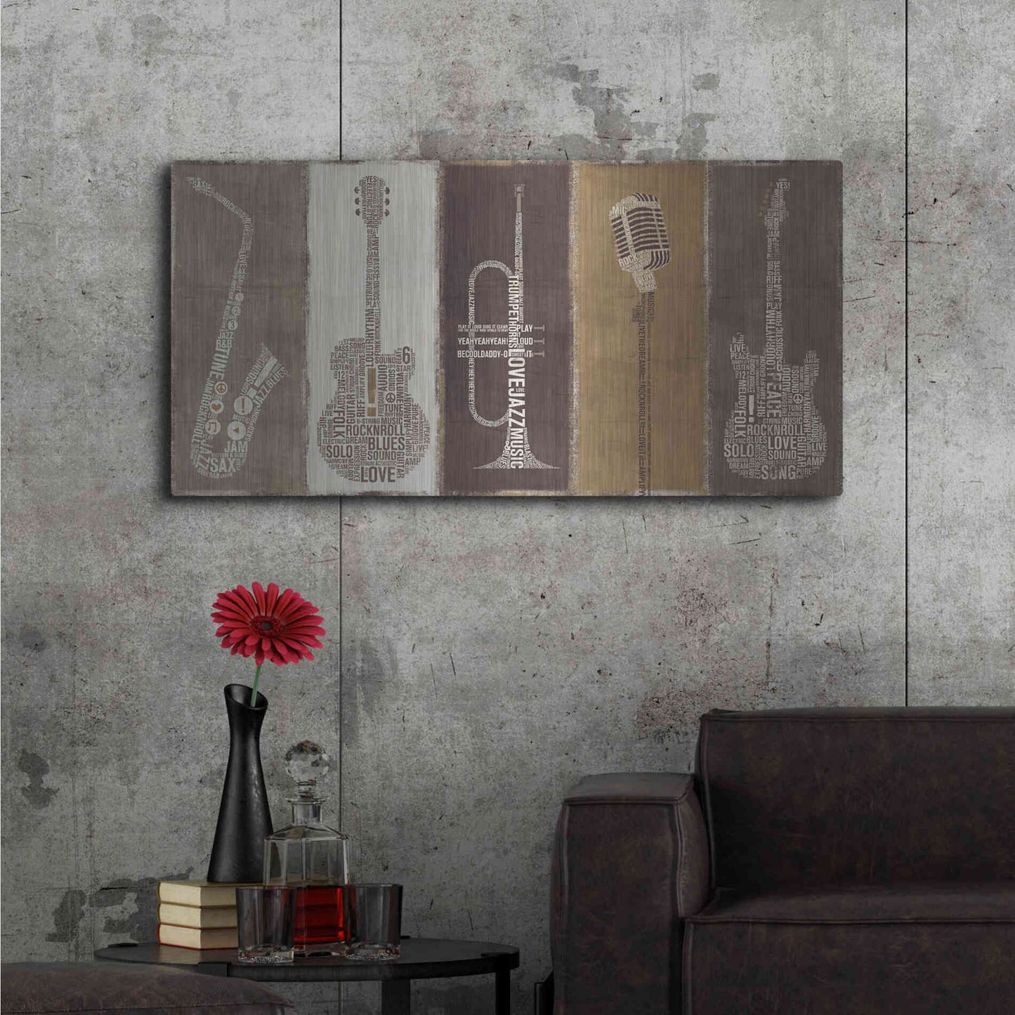 Luxe Metal Art 'Type Band Neutral Panel' by Michael Mullan, Metal Wall Art,48x24