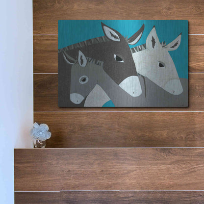 Luxe Metal Art 'Donkey Family by Casey Craig Metal Wall Art,16x12