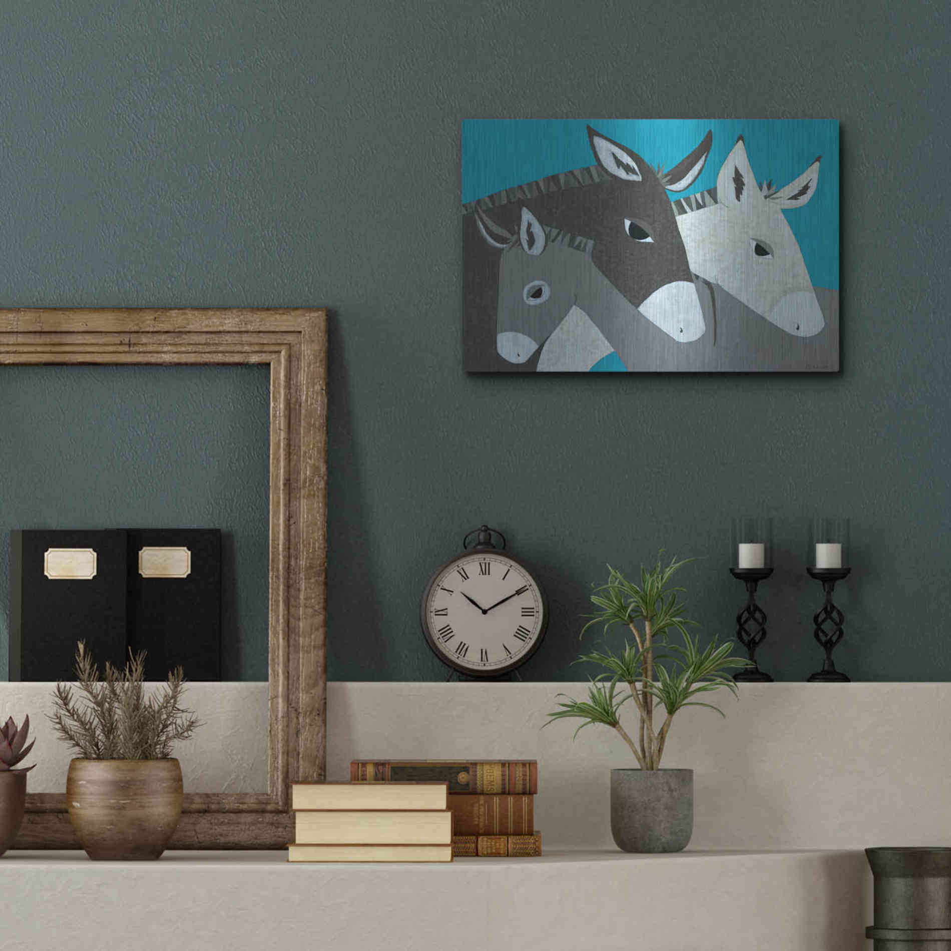 Luxe Metal Art 'Donkey Family by Casey Craig Metal Wall Art,16x12