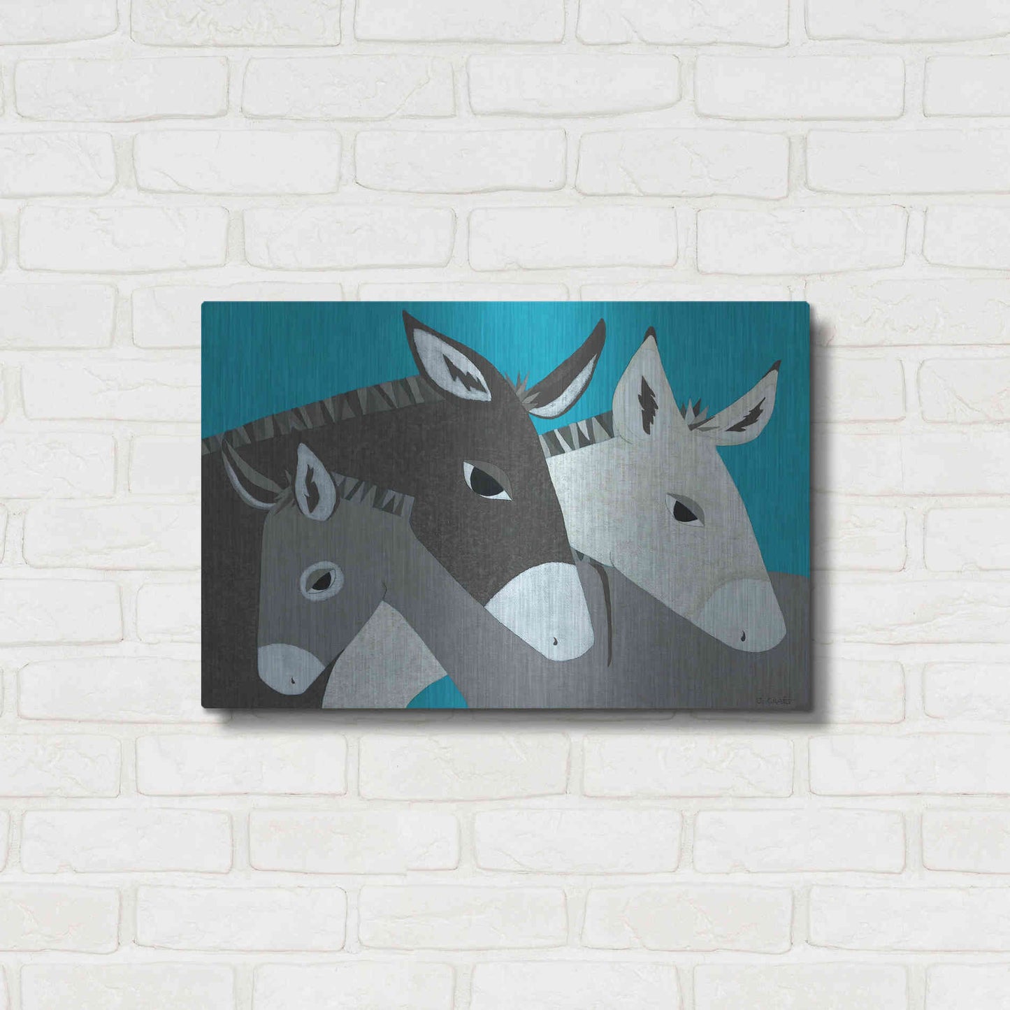 Luxe Metal Art 'Donkey Family by Casey Craig Metal Wall Art,24x16
