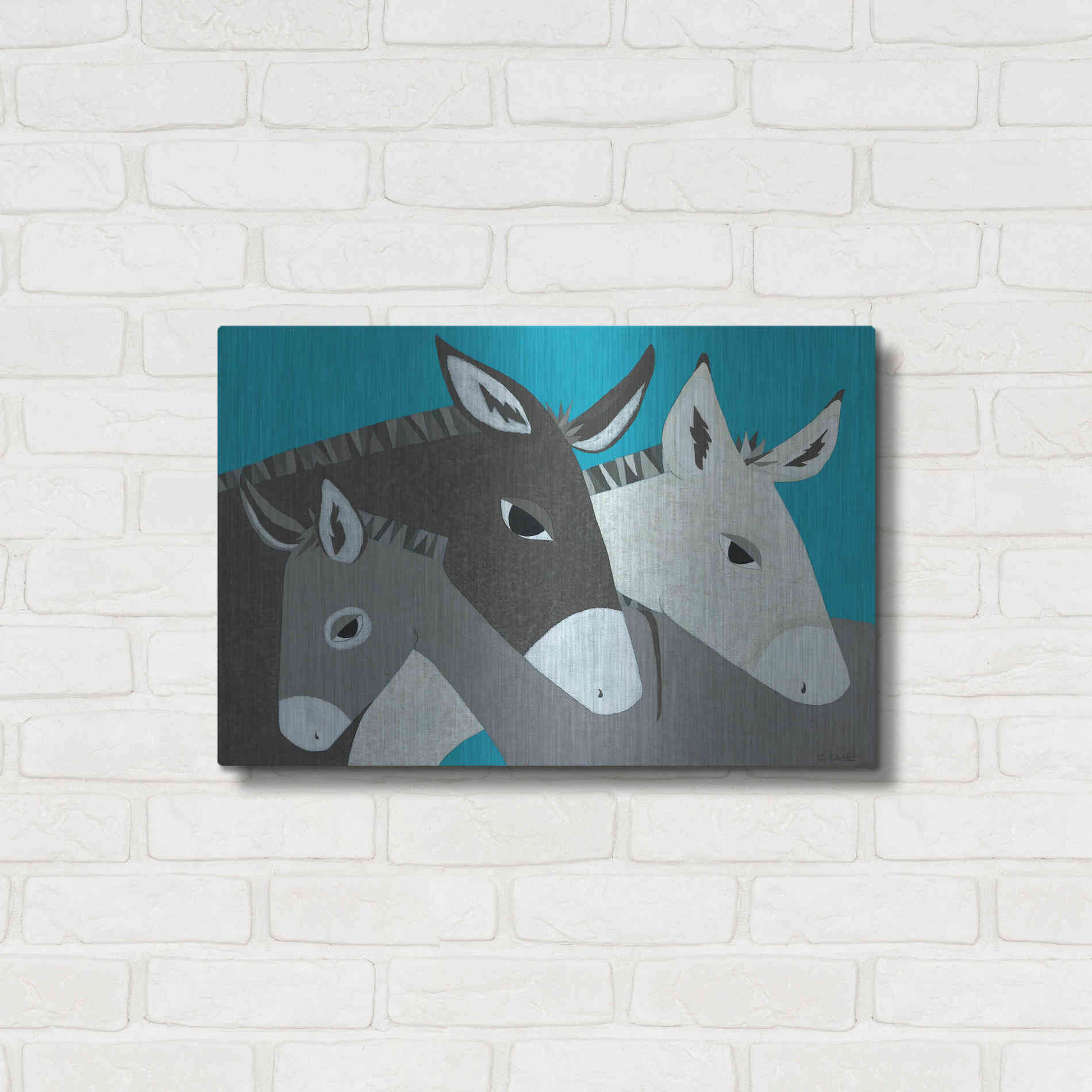 Luxe Metal Art 'Donkey Family by Casey Craig Metal Wall Art,24x16