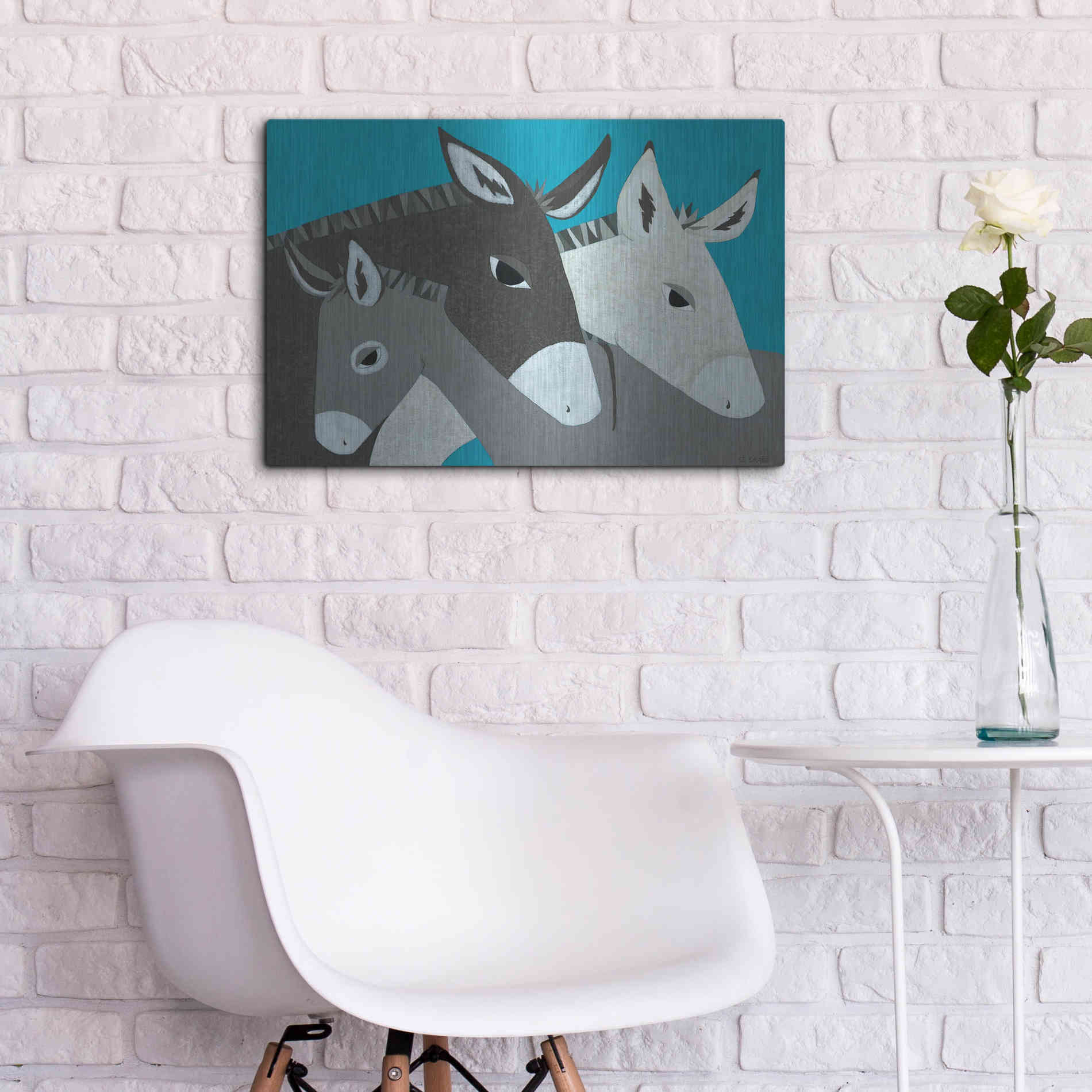 Luxe Metal Art 'Donkey Family by Casey Craig Metal Wall Art,24x16