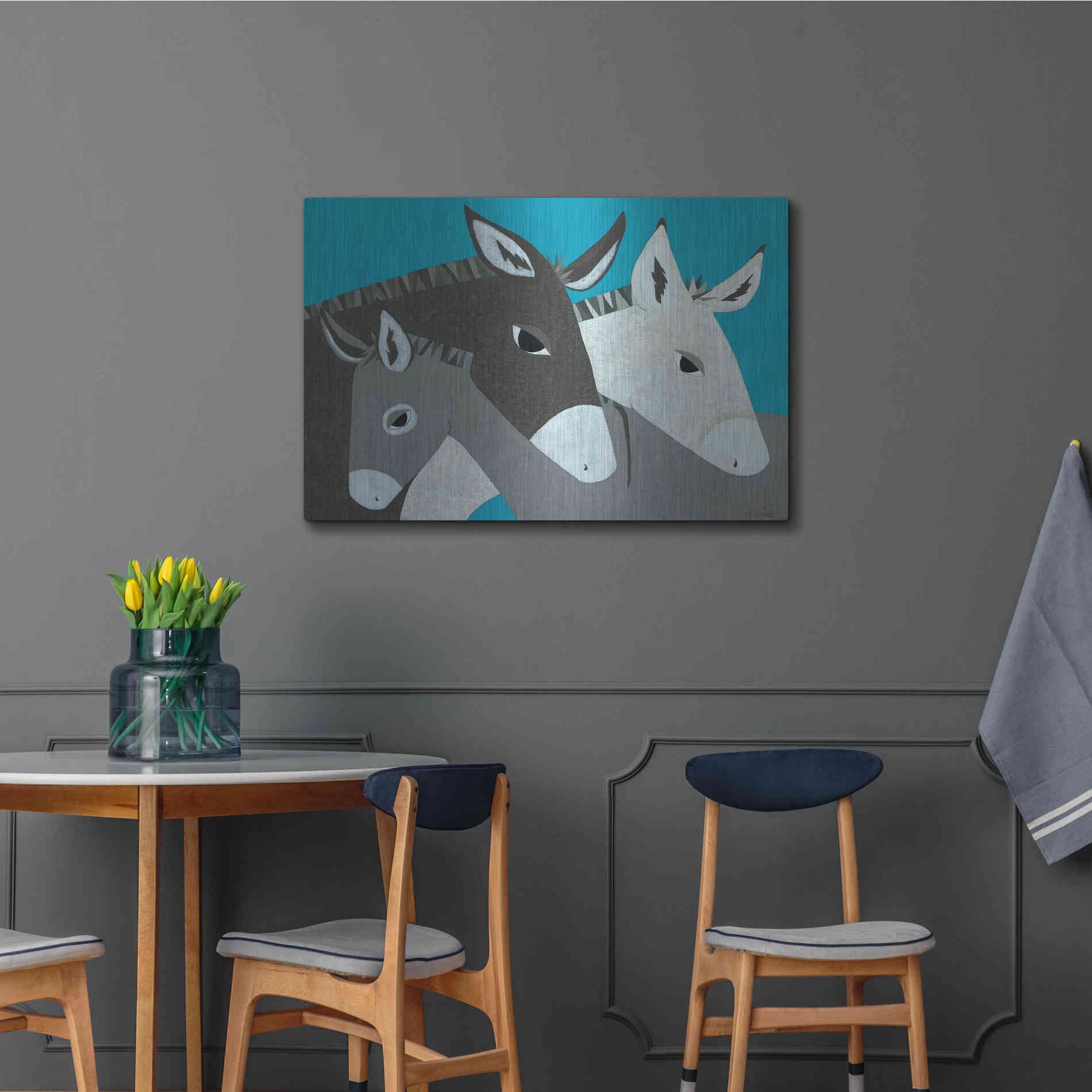 Luxe Metal Art 'Donkey Family by Casey Craig Metal Wall Art,36x24