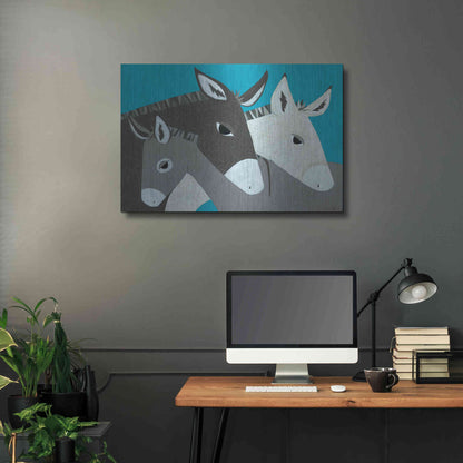 Luxe Metal Art 'Donkey Family by Casey Craig Metal Wall Art,36x24