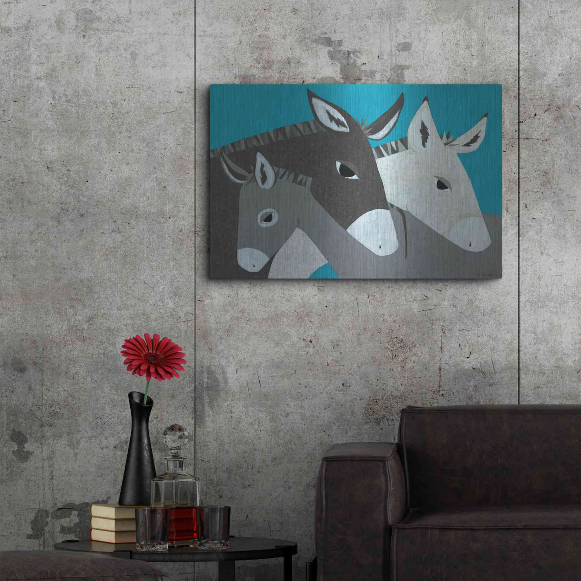 Luxe Metal Art 'Donkey Family by Casey Craig Metal Wall Art,36x24