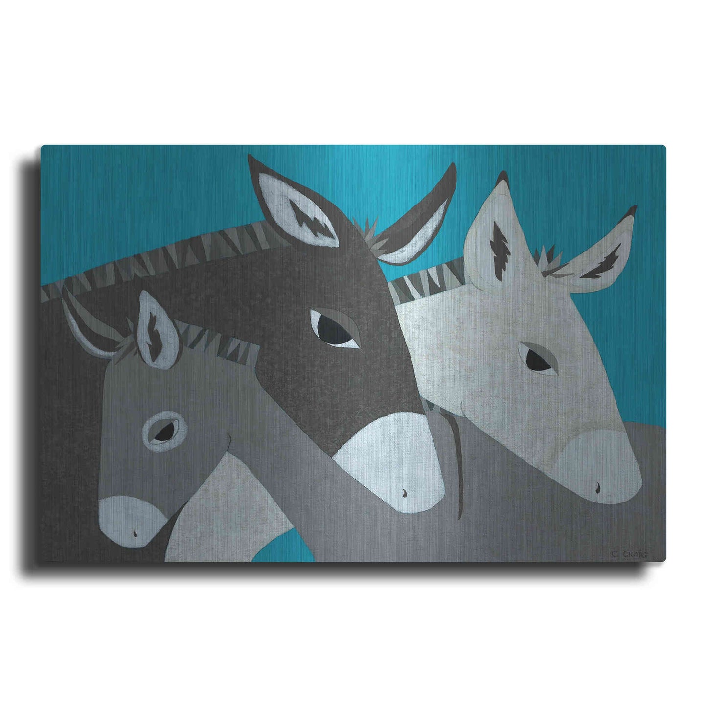 Luxe Metal Art 'Donkey Family by Casey Craig Metal Wall Art