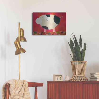 Luxe Metal Art 'Pig Newton Reverse by Casey Craig Metal Wall Art,24x16