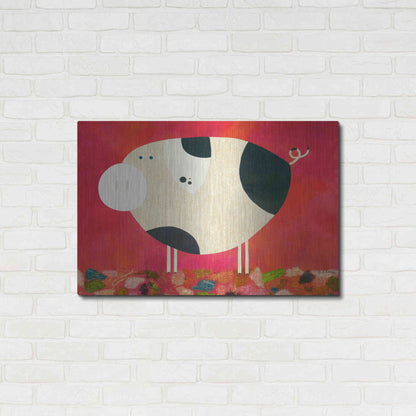 Luxe Metal Art 'Pig Newton Reverse by Casey Craig Metal Wall Art,36x24