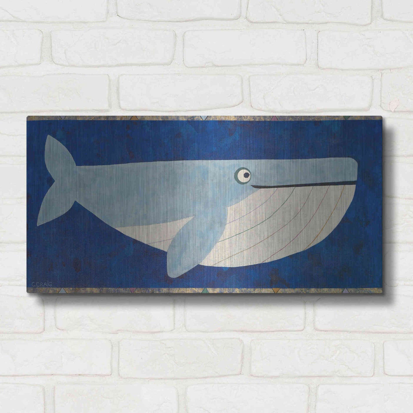 Luxe Metal Art 'Wendell the Whale by Casey Craig Metal Wall Art,24x12