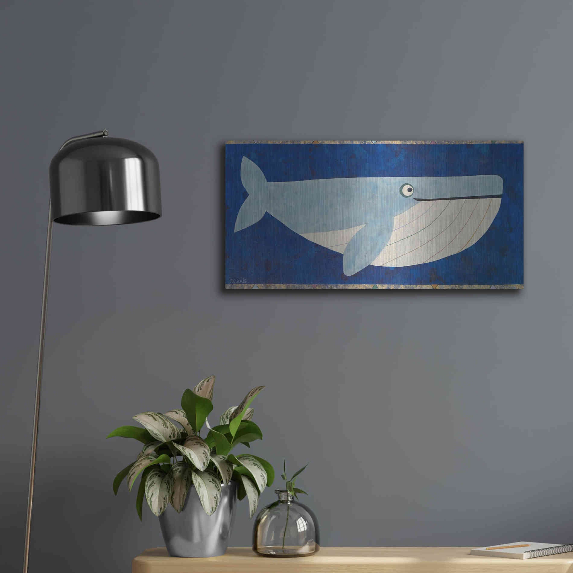 Luxe Metal Art 'Wendell the Whale by Casey Craig Metal Wall Art,24x12