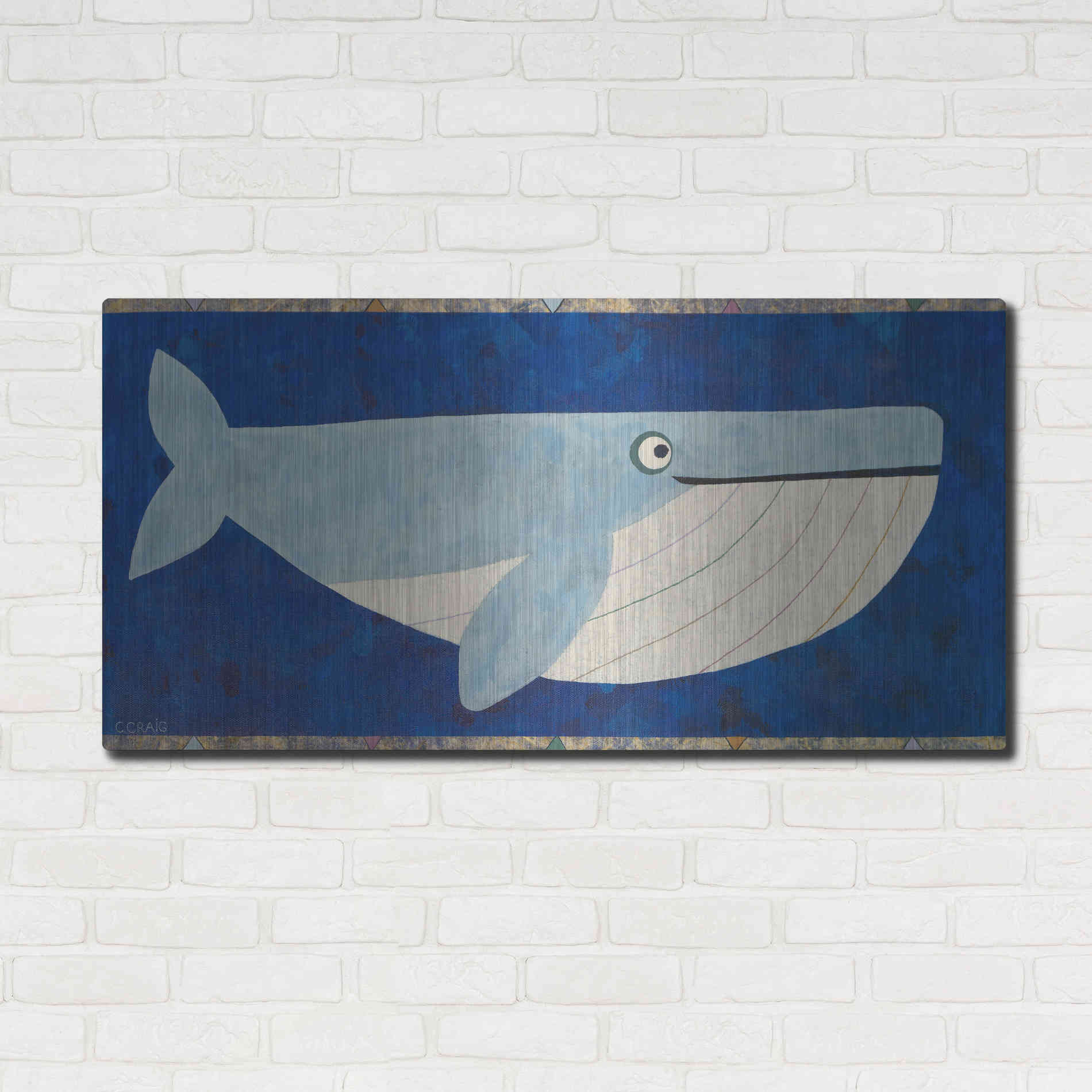 Luxe Metal Art 'Wendell the Whale by Casey Craig Metal Wall Art,48x24