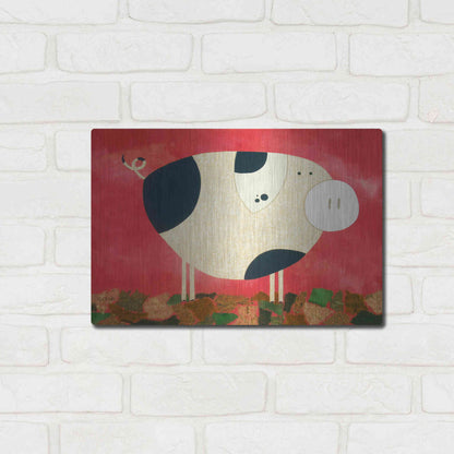 Luxe Metal Art 'Pig Newton by Casey Craig Metal Wall Art,16x12