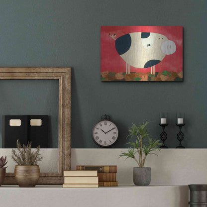 Luxe Metal Art 'Pig Newton by Casey Craig Metal Wall Art,16x12