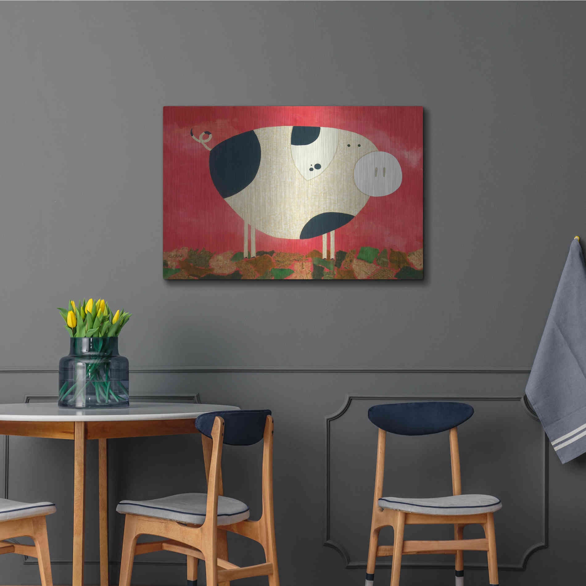 Luxe Metal Art 'Pig Newton by Casey Craig Metal Wall Art,36x24