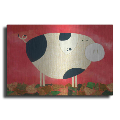 Luxe Metal Art 'Pig Newton by Casey Craig Metal Wall Art