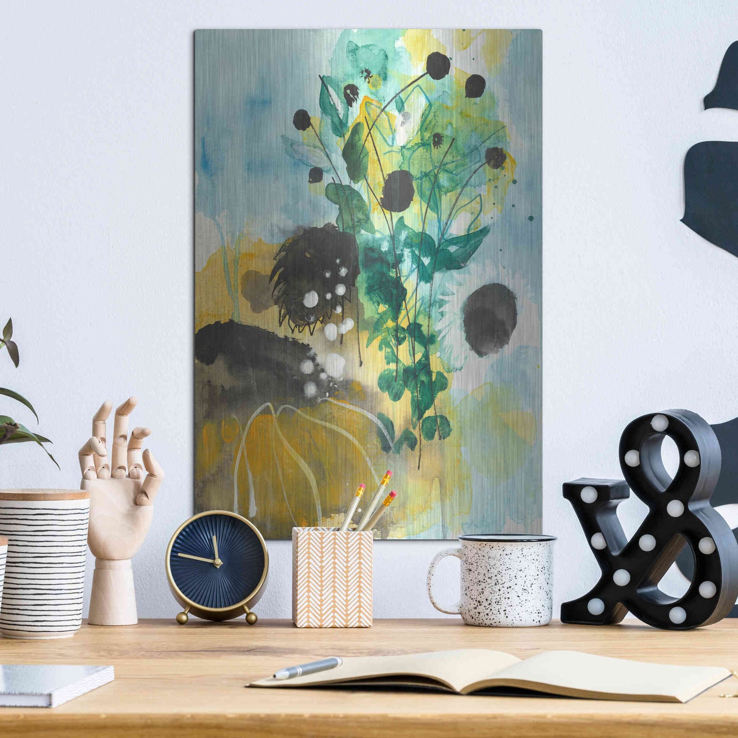 Luxe Metal Art 'Sunflower Kisses II by Corina Capri Metal Wall Art,12x16